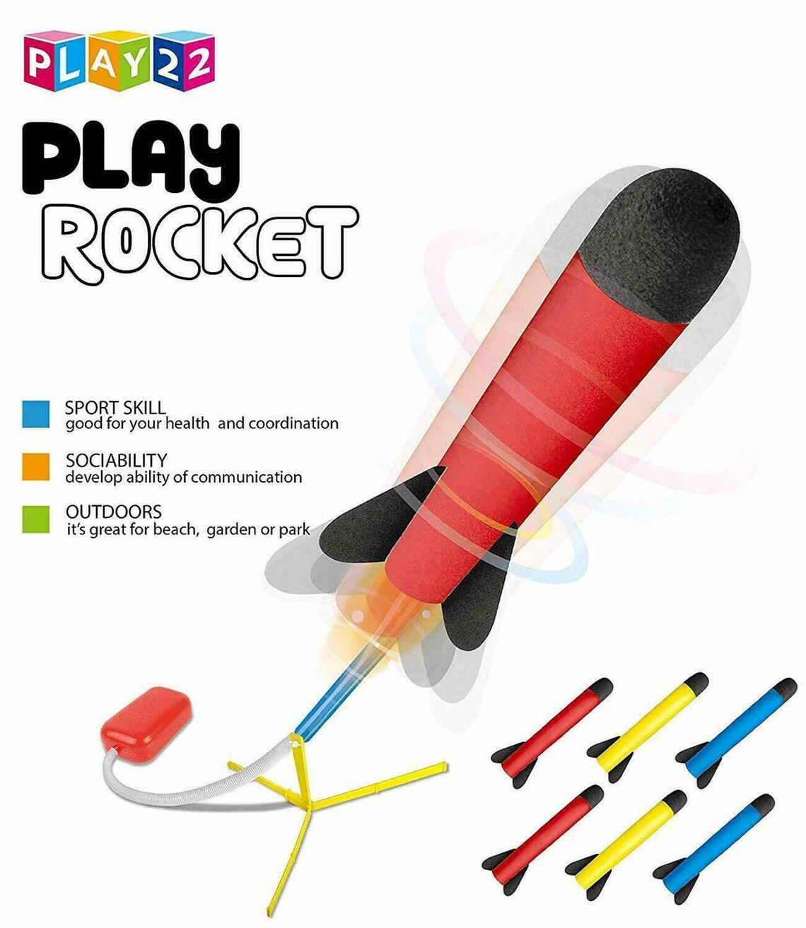 Toy Rocket Launcher for Kids Stomp Toy Rocket 7 Foam Rockets Etsy