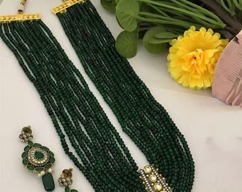 Emerald Kundan Stone Necklace: Polki Indian Bridal Jewelry