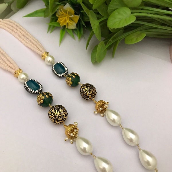 pearl long necklace, Sabyasachi necklace, Indian necklace, Indian jewelry, Pakistani Jewelry, antique mala set, jaipuri set.