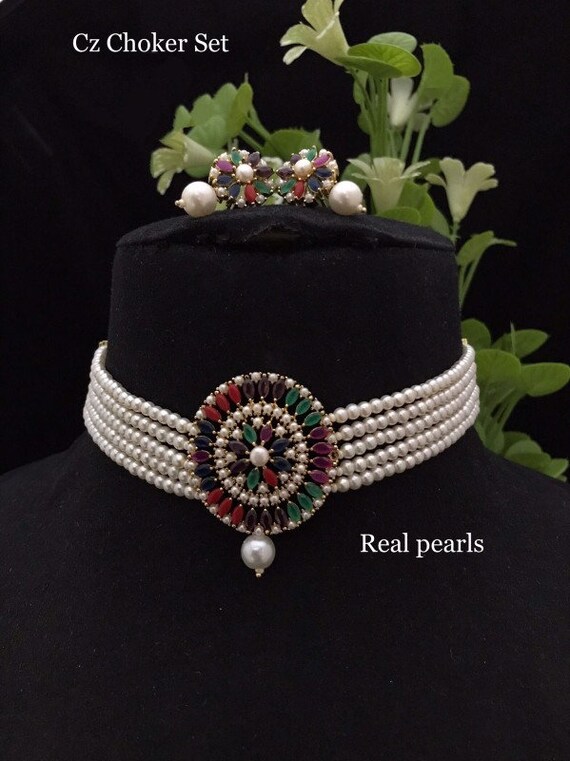 Pearl Chokher Set Sabyasachi Necklace Indian Necklace Etsy