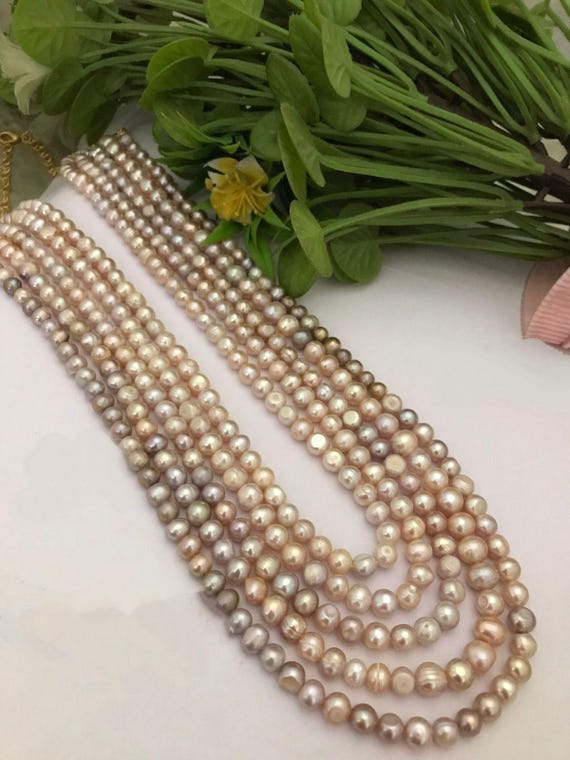 Five Layer Antique Fusion Mala,pearl Necklace,sabyasachi Necklace