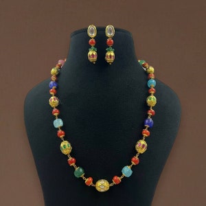 Jadau long mala set,Sabyasachi necklace, Indian necklace, Indian jewelry, IndianJewelry, antique mala set, jaipuri set.