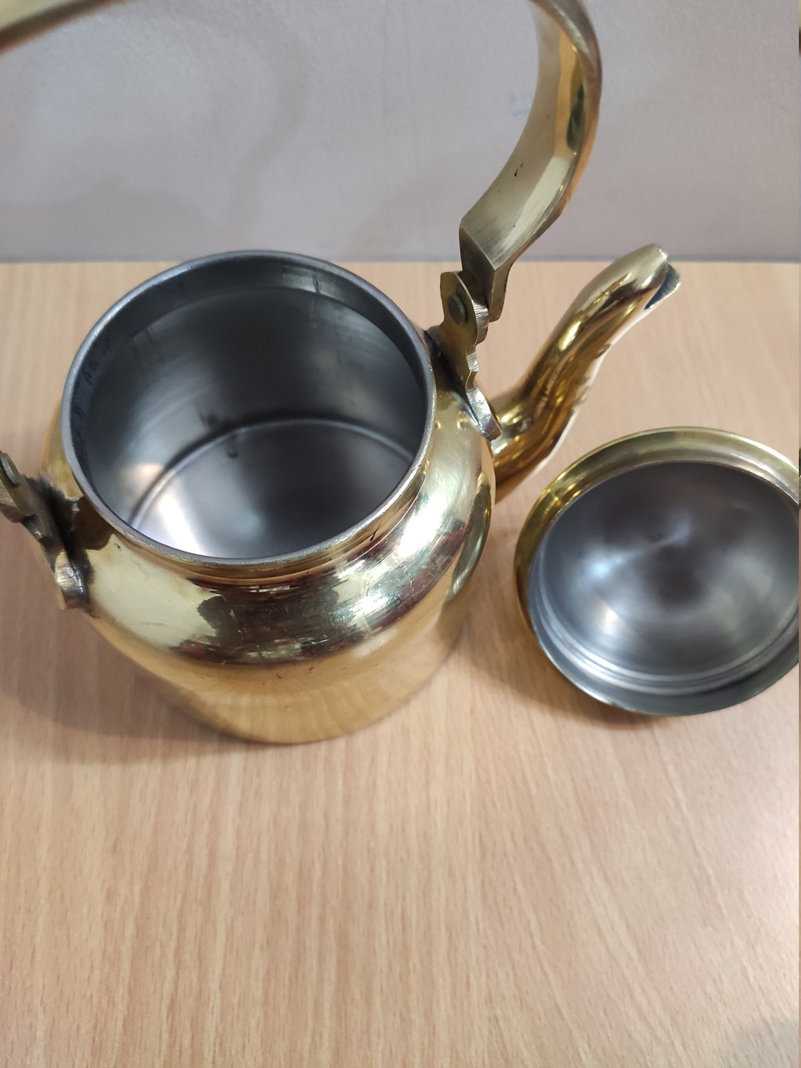 Pure brass handmade kettle with tin polish Brass kettle Etsy