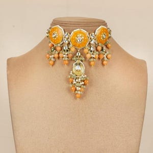 Kundan Polki necklace, women jewelry,Bridal chokher,Jaipuri meenakari necklace,Indian jewelry,Wedding necklace,Traditional set, Beeded jewel