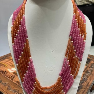 Pink Seven layer mala set, beads necklace ,Sabyasachi necklace, Indian necklace, Indian jewelry, IndianJewelry , jaipuri mala set ,
