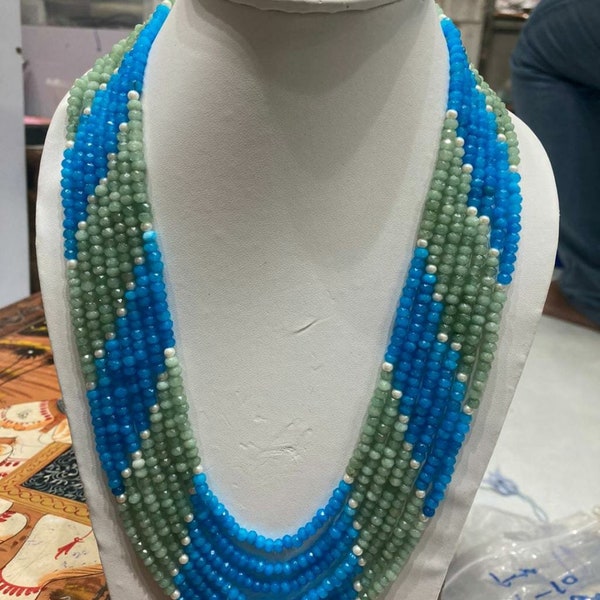 Blue Seven layer mala set, beads necklace ,Sabyasachi necklace, Indian necklace, Indian jewelry, Pakistani Jewelry , jaipuri mala set ,