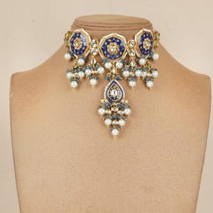 Kundan Polki necklace, women jewelry,Bridal chokher,Jaipuri meenakari necklace,Indian jewelry,Wedding necklace,Traditional set, Beeded jewel