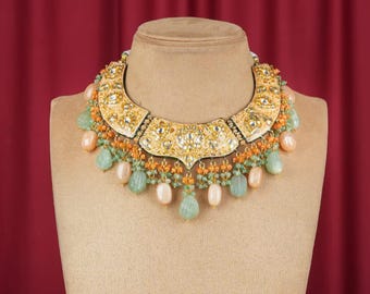 Kundan Meenakari Bridal Necklace: Jaipuri Indian Jewelry