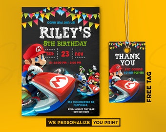 Party Invitation Mario Kart Etsy Party Invitation Mario Kart Etsy