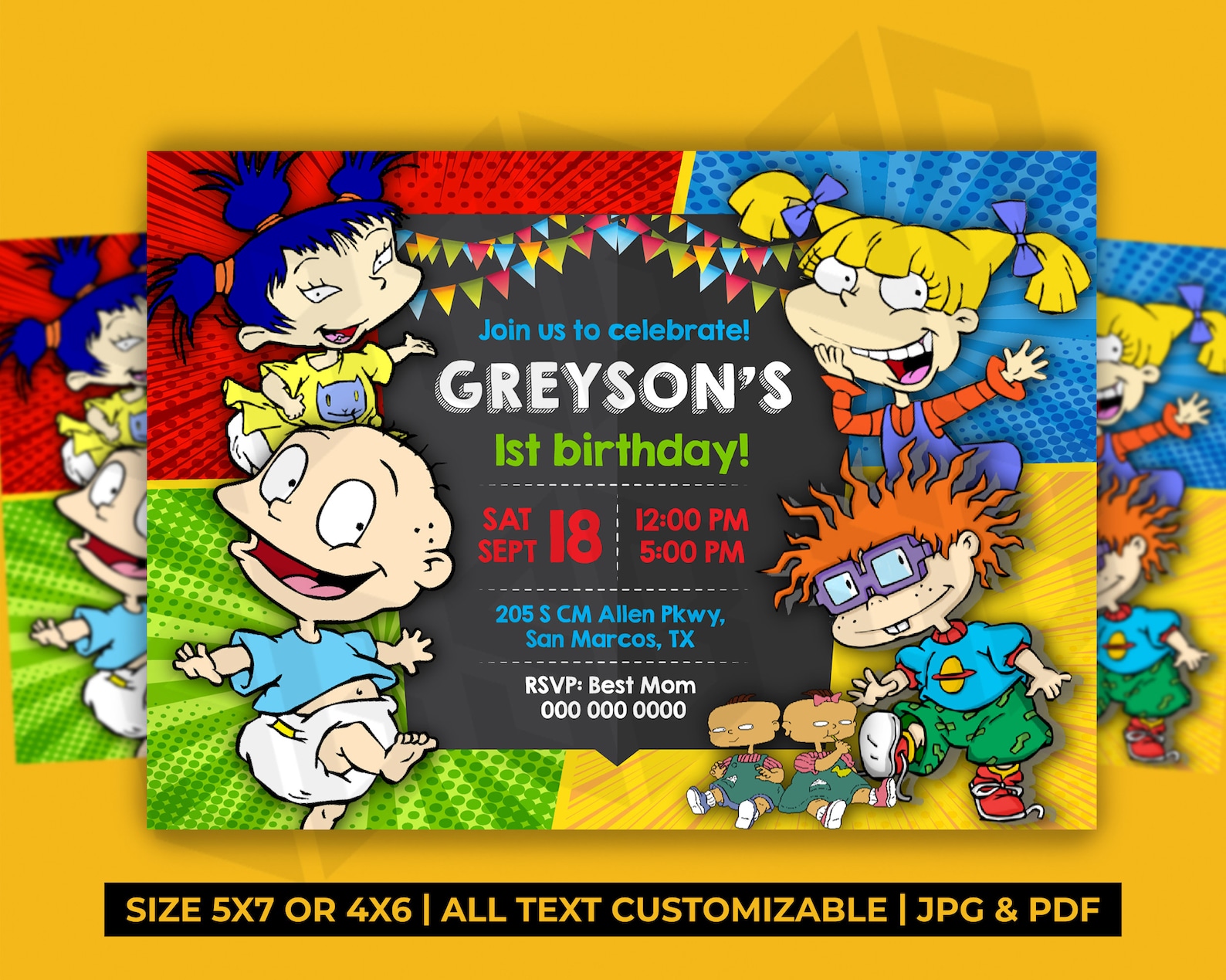 Rugrats Invitation Rugrats Birthday Invitation Rugrats | Etsy