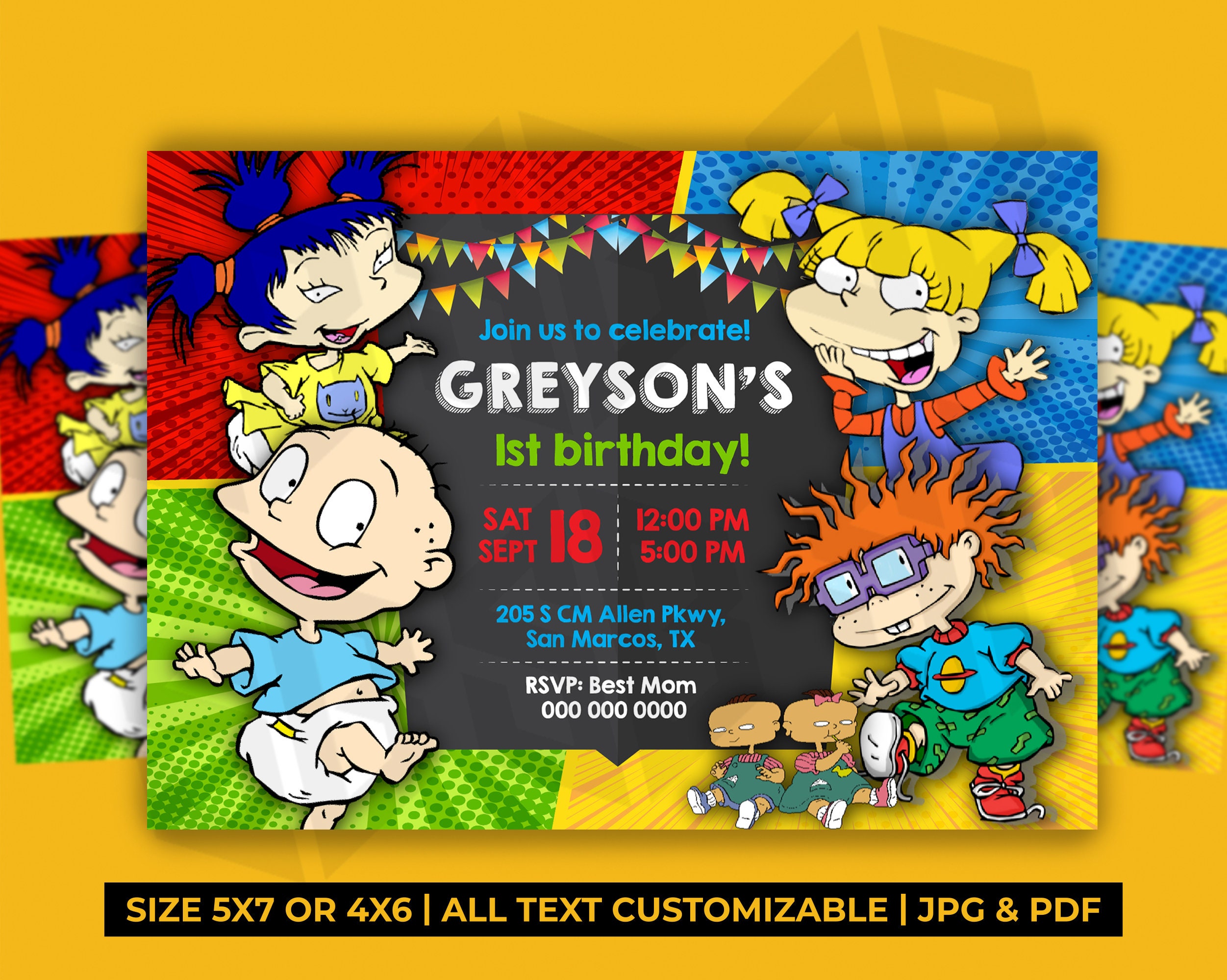 Rugrats Invitation Rugrats Birthday Invitation Rugrats Etsy