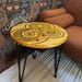 Round End Table - Wood Burned, Pyrography Mandala Design, Honeycomb - Etsy