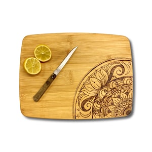 Wood Burned Cheese / Charcuterie or Cutting Board, Food Safe - Wood Burned by Hand, Pyrography, Art, Mandala