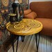 Round End Table - Wood Burned, Pyrography Mandala Design, Honeycomb - Etsy