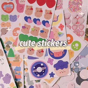 Cute Sticker Sheets Grab Bag | Korean/Japanese Style Cute Sticker Gift. Bullet Journal. Planner Stationery Set. Penpal Essentials.