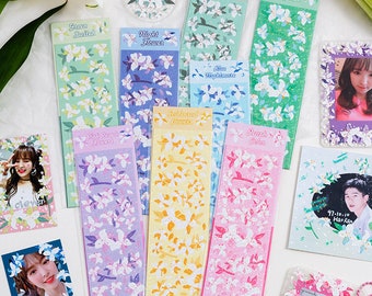 Korean-Style Flower Lily Cute Deco Sticker Sheet | Polco, Bullet Journal, Penpal Phone Case Deco, Penpal Essential. Cute Stationery Gift