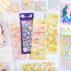 Hoja de pegatinas decorativas lindas de dibujos animados de estilo coreano brillante / Polco, Bullet Journal, Penpal Phone Case Deco, Penpal Essential. Lindo regalo de papelería