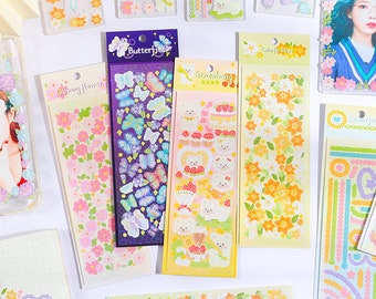 Sparkly Korean-Style Cartoon Cute Deco Sticker Sheet | Polco, Bullet Journal, Penpal Phone Case Deco, Penpal Essential. Cute Stationery Gift