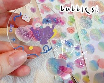 Bubbles Polco Korean-Style Sticker | Cute Sparkly Deco Polco, Bullet Journal, Penpal Phone Case Deco, Penpal Essential. Cute Stationery Gift