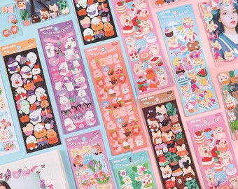 Sparkly Korean-Style Cartoon Cute Deco Sticker Sheet | Polco, Bullet Journal, Penpal Phone Case Deco, Penpal Essential. Cute Stationery Gift