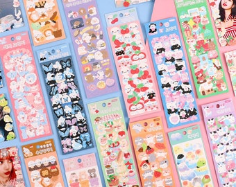 Sparkly Korean-Style Cartoon Cute Deco Sticker Sheet | Polco, Bullet Journal, Penpal Phone Case Deco, Penpal Essential. Cute Stationery Gift