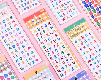 Colourful Alphabet Stickers | Korean Style Deco Sticker Sheet | Polco, Bullet Journal, Penpal Essential. Cute Stationery Gift