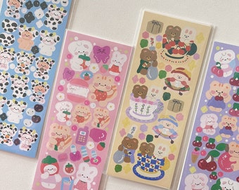 Cute Glitter Korean-Style Cartoon Deco Sticker Sheet | Polco, Bullet Journal, Penpal Essential. Cute Stationery Gift