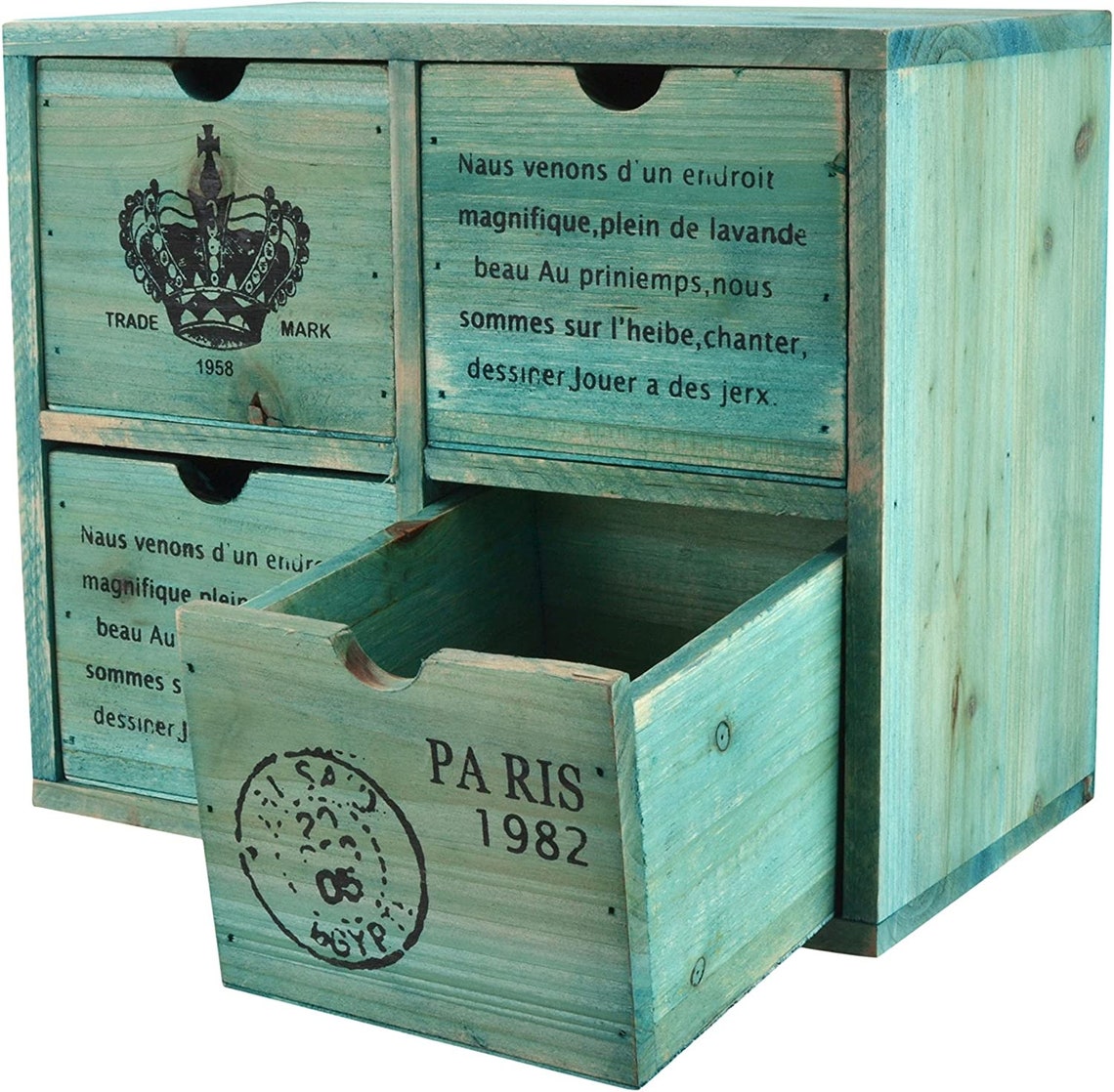 Caja de almacenamiento de escritorio con cajones rústico de | Etsy