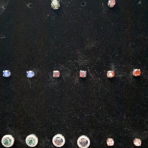 Colourful Earrings 925 Silver Ethical Gemstone Earrings 14K White Gold Vermeil Stud Earrings Lab Grown Gem Earrings Cute Earrings Silver