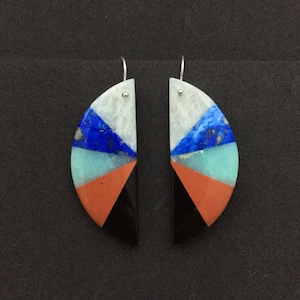 One of a Kind Earrings Sterling Silver Chrysoprase Earrings Cool Semi Precious Stone Earrings Geometric Earrings Multicolor Stone Earrings