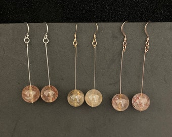 Rutile Quartz Earrings 14k Gold Fill Earrings Rutilated Quartz Earrings Sterling Silver Natural Stone Earrings 14k Rose Gold Fill Earrings