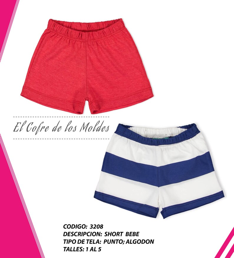 Patron Molde Digital Pdf Short De Bebe Pack Talles 1 Al 5 Etsy