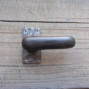 Metal and wood door handle cabinet door hardware Rustic door handle Window pull Old metall door handle Front door handle