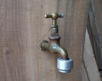 Vintage Brass Water Tap with Diffuser: Outdoor Spigot, Small Water Crane