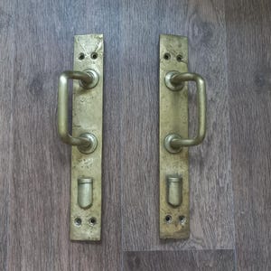 12'' Vintage Brass Door Handles - Set of 2 - Rustic Barn Door Pulls