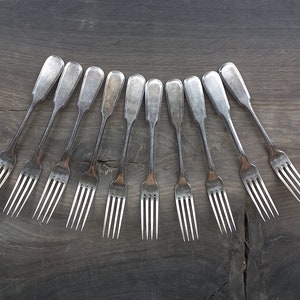 Vintage Table Forks Fraget Plaque, Silver Plated Fork for Retro Cutlery, Unique Old Fork 19th Century Cutlery Antique Collectible Forks