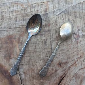 Set of 2 Vintage Desert Spoons, Tea Spoon Set, Melchior Small spoons for tea Retro cutlery, Unusual spoons, Black Gothic Cutlery