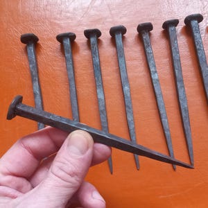 5 inch handgesmede ijzeren nagels, door smid gemaakt, set van 5/10 "