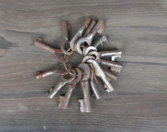 Vintage Rusty Skeleton Keys - Lot of 14 USSR Metal Keys