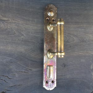 Vintage Steel and Brass Door Handle: Rustic Barn Door Pull (14 inch)
