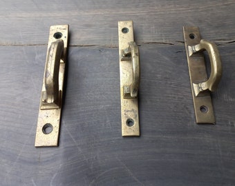Vintage Brass Door Handle: Rustic Window Hardware, Barn Door Pull
