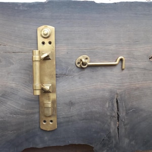 Vintage Brass Door Handle with Hook: Rustic Barn Door Hardware