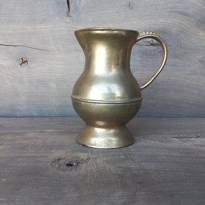 Antique collectible small milk or water jug, Antique solid bronze jar, Vintage farm creamer, Farmhouse jar, Metal tableware pitcher