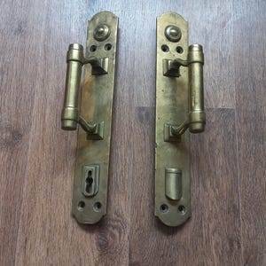 Juego de 2 tiradores de puerta de latón vintage: Tirador rústico para puerta de granero (35,5 cm)