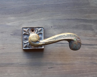 Maniglia per porta in bronzo vintage, ferramenta URSS, arredamento anni '50