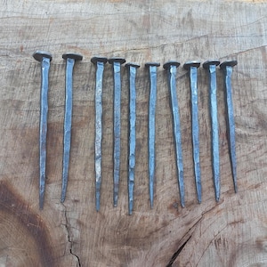 6 Inch Hand Forged Iron Nails - Set of 5 - Blacksmith Made