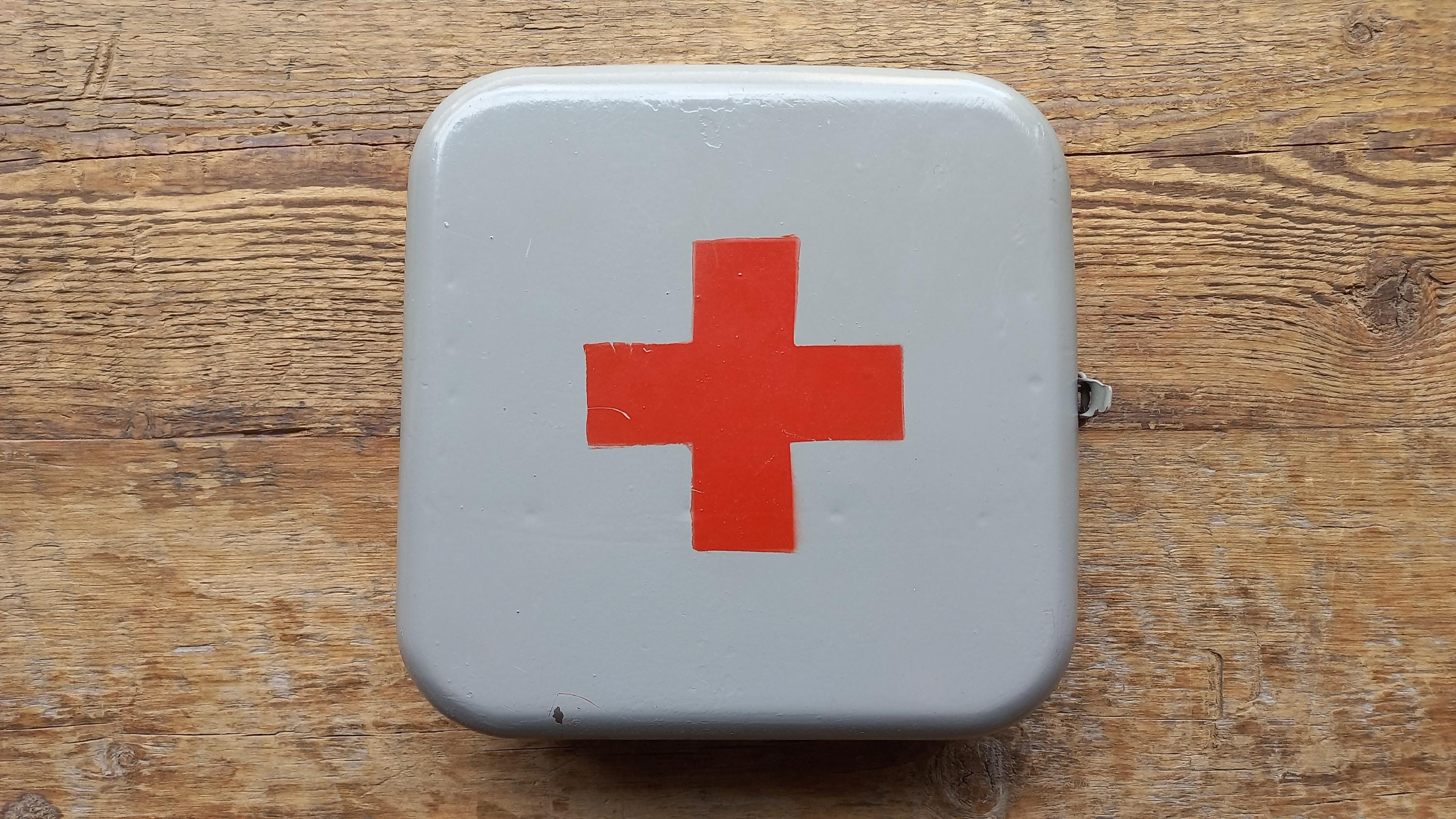 Vintage Soviet Metal First Aid Kit, Restored Military Medical Box