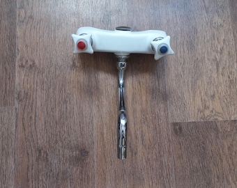 Vintage water faucet Bathrom porcelain faucet Antique brass plumbing