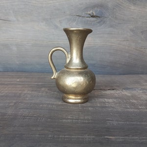 Antique collectible small bronze jar, Antique solid bronze jar, Vintage farm creamer, Farmhouse jar, Metal tableware Pitcher milk jug