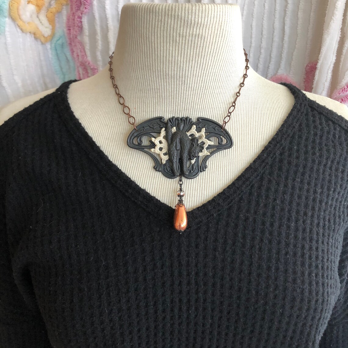 Black Cat Necklace / Scaredy Cat / Halloween Necklace Etsy